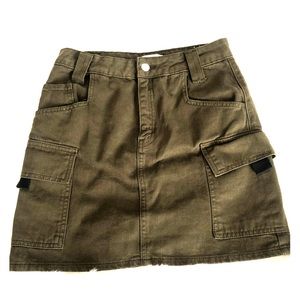 Topshop olive green jean skirt